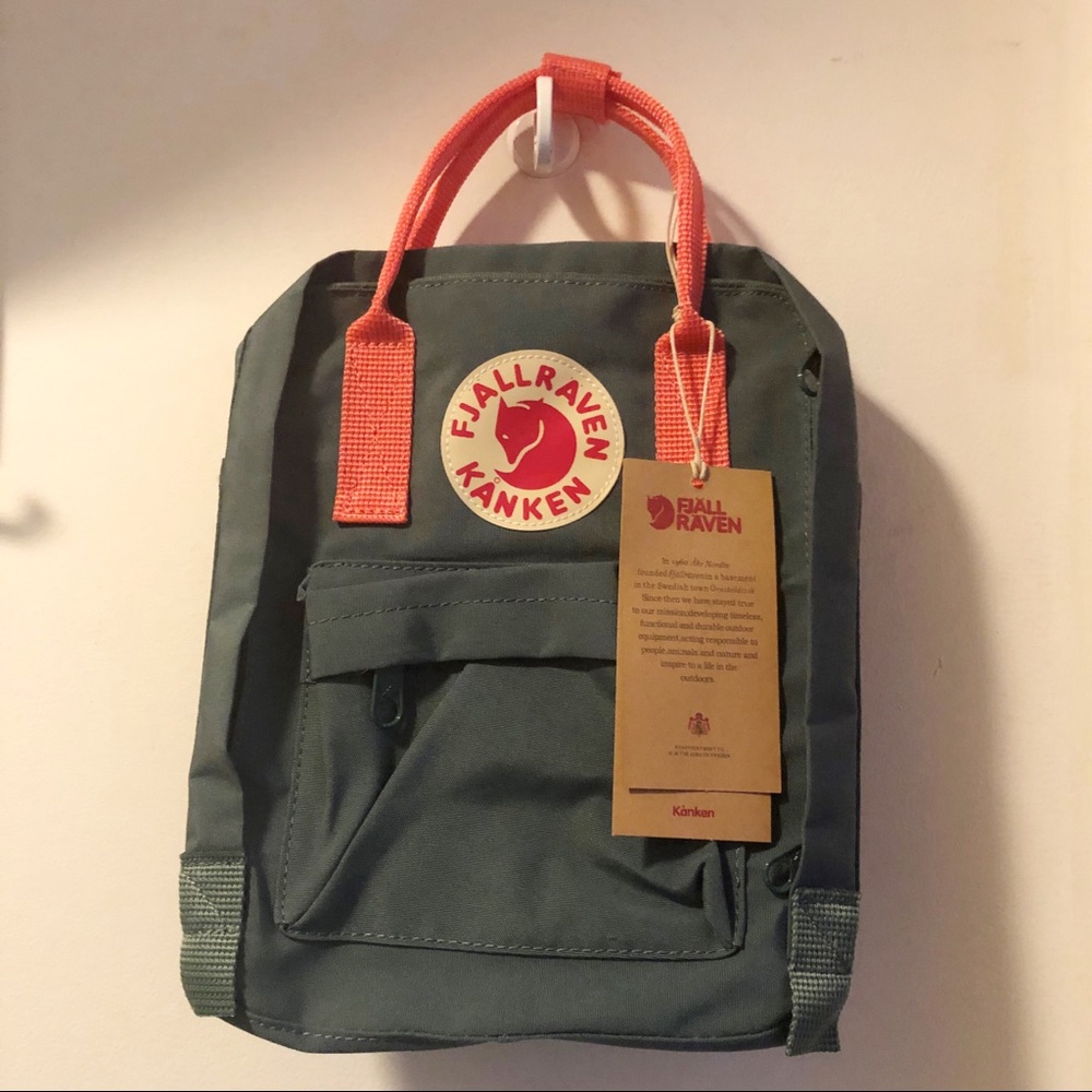 Fjallraven Kanken Mini backpack, frostgreen & pink